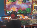 One of the young people gaming