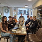 The group at the fine dining restaurant