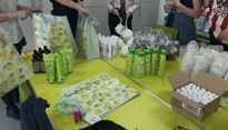 Young people putting together the care packages